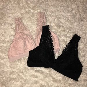 Pink & black bralettes